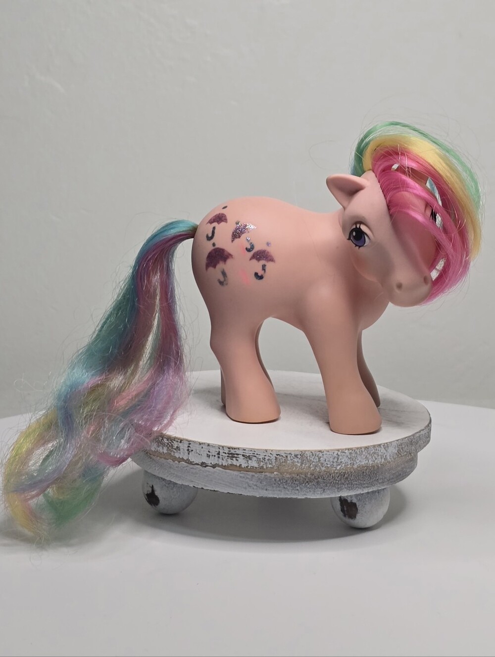 Vintage Hasbro My Little Pony G1 "Parasol" Rainbow Pony 1983 Pink Umbrella Toy